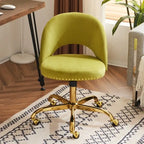 Chaise de bureau en velours Fauteuil de bureau pivotant Fauteuil moderne en tissu mignon Chaises de bureau à domicile avec roulettes