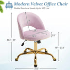 Chaise de bureau en velours Fauteuil de bureau pivotant Fauteuil moderne en tissu mignon Chaises de bureau à domicile avec roulettes