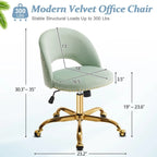 Chaise de bureau en velours Fauteuil de bureau pivotant Fauteuil moderne en tissu mignon Chaises de bureau à domicile avec roulettes