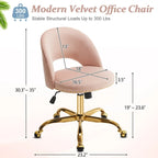 Chaise de bureau en velours Fauteuil de bureau pivotant Fauteuil moderne en tissu mignon Chaises de bureau à domicile avec roulettes