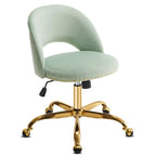 Chaise de bureau en velours Fauteuil de bureau pivotant Fauteuil moderne en tissu mignon Chaises de bureau à domicile avec roulettes