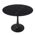 Table à manger ronde Bristol 35 pour 4 personnes avec plateau en pierre frittée et piètement noir pour la cuisine et la salle à manger