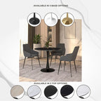 Table à manger ronde Bristol 35 pour 4 personnes avec plateau en pierre frittée et piètement noir pour la cuisine et la salle à manger