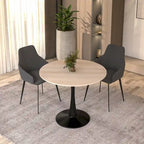 Table à manger ronde Bristol 35 pour 4 personnes avec plateau en pierre frittée et piètement noir pour la cuisine et la salle à manger