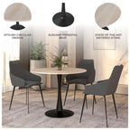 Table à manger ronde Bristol 35 pour 4 personnes avec plateau en pierre frittée et piètement noir pour la cuisine et la salle à manger