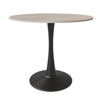 Table à manger ronde Bristol 35 pour 4 personnes avec plateau en pierre frittée et piètement noir pour la cuisine et la salle à manger