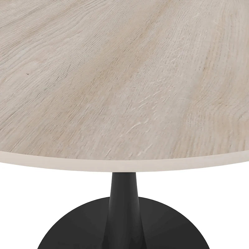 Table à manger ronde Bristol 35 pour 4 personnes avec plateau en pierre frittée et piètement noir pour la cuisine et la salle à manger