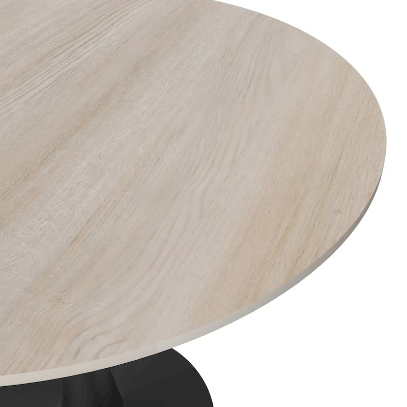 Table à manger ronde Bristol 35 pour 4 personnes avec plateau en pierre frittée et piètement noir pour la cuisine et la salle à manger