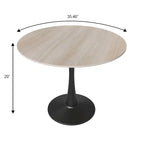 Table à manger ronde Bristol 35 pour 4 personnes avec plateau en pierre frittée et piètement noir pour la cuisine et la salle à manger