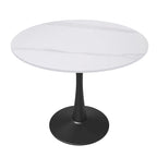 Table à manger ronde Bristol 35 pour 4 personnes avec plateau en pierre frittée et piètement noir pour la cuisine et la salle à manger