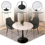 Table à manger ronde Bristol 35 pour 4 personnes avec plateau en pierre frittée et piètement noir pour la cuisine et la salle à manger