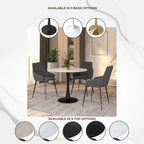 Table à manger ronde Bristol 35 pour 4 personnes avec plateau en pierre frittée et piètement noir pour la cuisine et la salle à manger