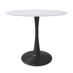 Table à manger ronde Bristol 35 pour 4 personnes avec plateau en pierre frittée et piètement noir pour la cuisine et la salle à manger