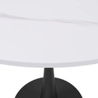 Table à manger ronde Bristol 35 pour 4 personnes avec plateau en pierre frittée et piètement noir pour la cuisine et la salle à manger