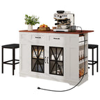 Îlot de cuisine de 47 po avec rallonge et 2 tabourets de bar – Rangement roulant