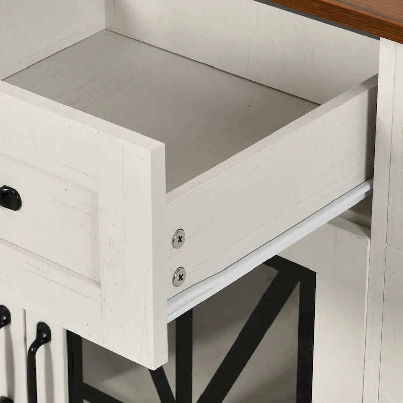 Îlot de cuisine de 47 po avec rallonge et 2 tabourets de bar – Rangement roulant
